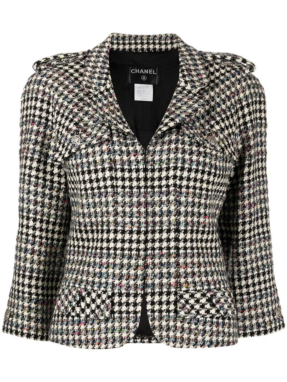 CHANEL Pre-Owned 2006 houndstooth-pattern zip-up … - image 1
