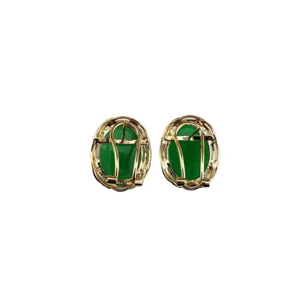 14 Karat Yellow Gold Jadeite Earrings #16618 - image 3