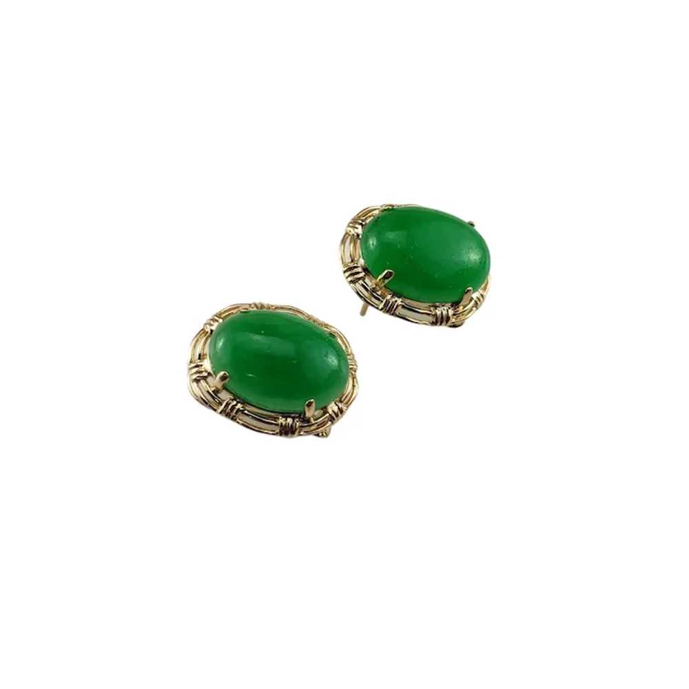 14 Karat Yellow Gold Jadeite Earrings #16618 - image 4