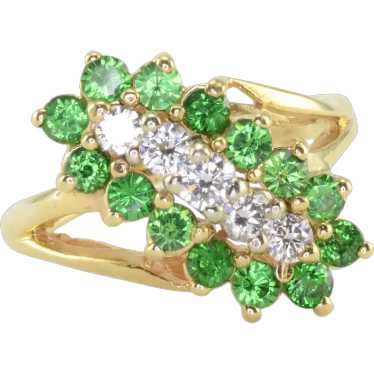 1.40 CTW Tsavorite Garnet and Diamond Ring