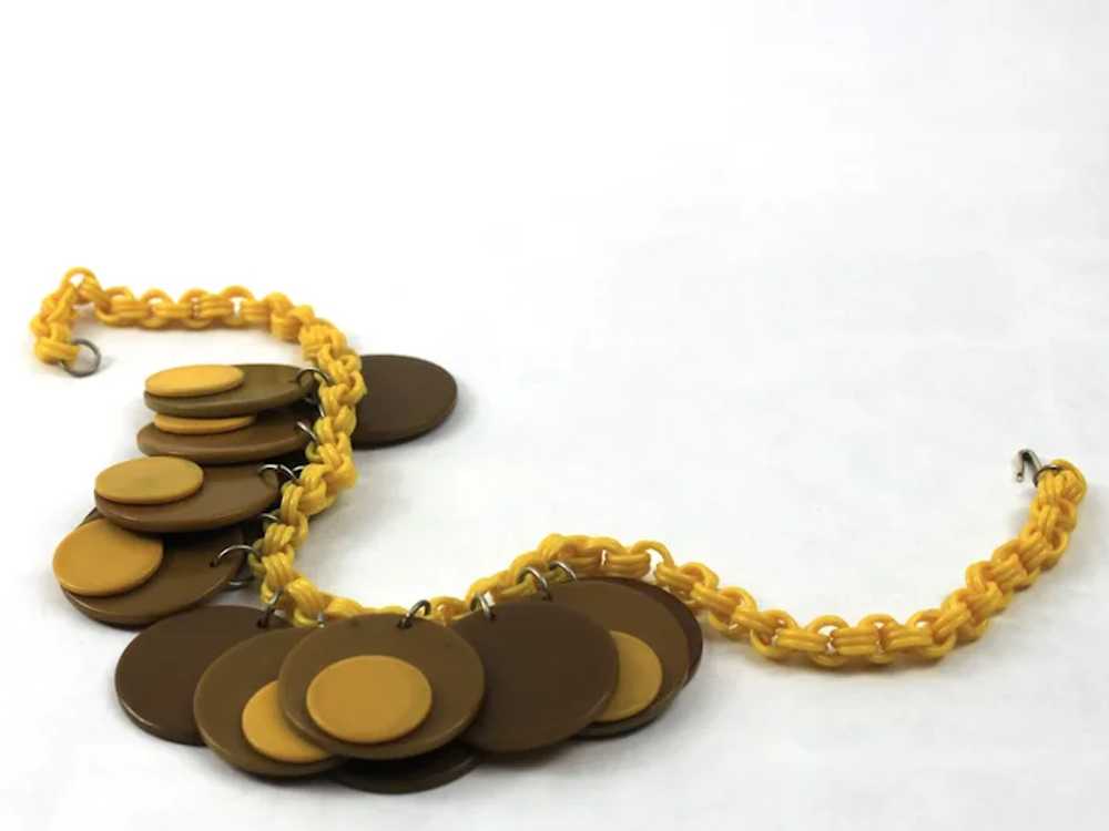 Vintage Bakelite Disc Choker Bib Necklace Cellulo… - image 3