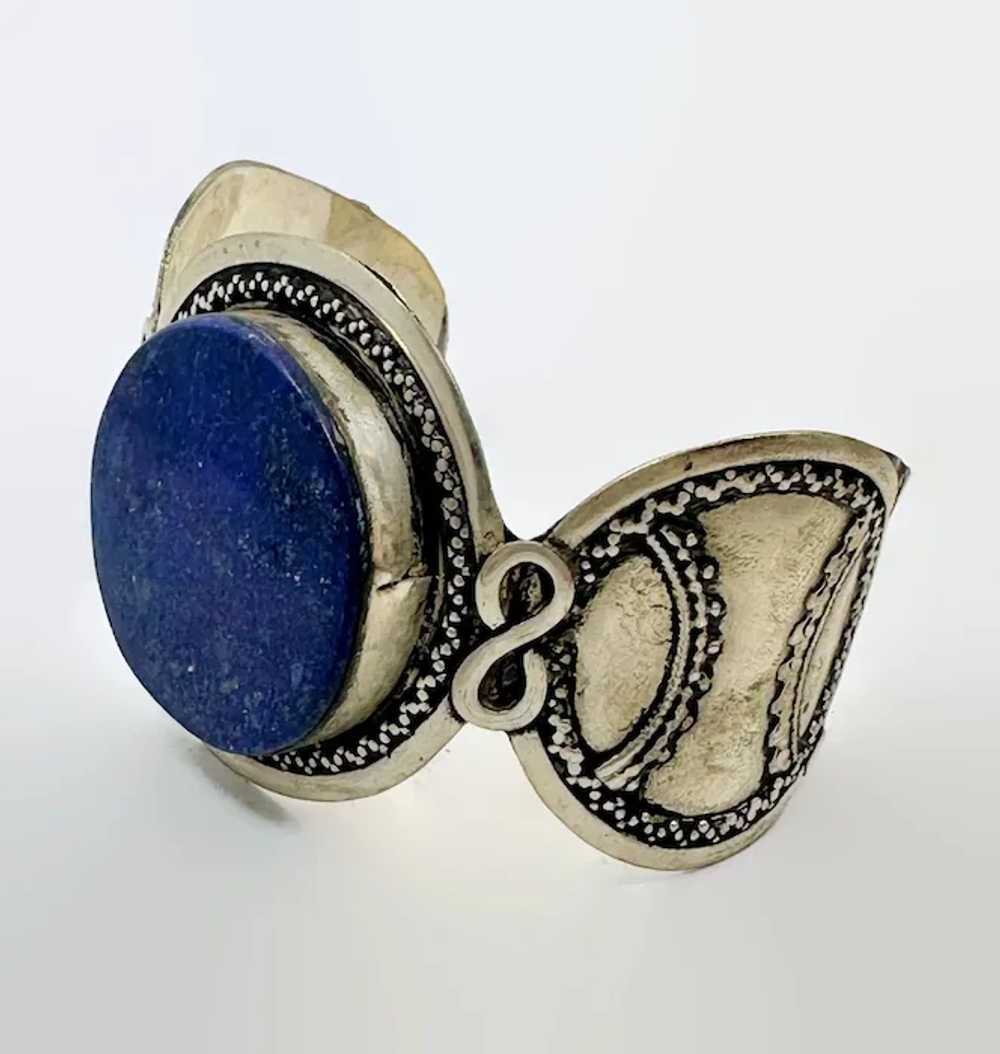 Lapis Bracelet, Afghan, Middle Eastern, Silver, V… - image 2