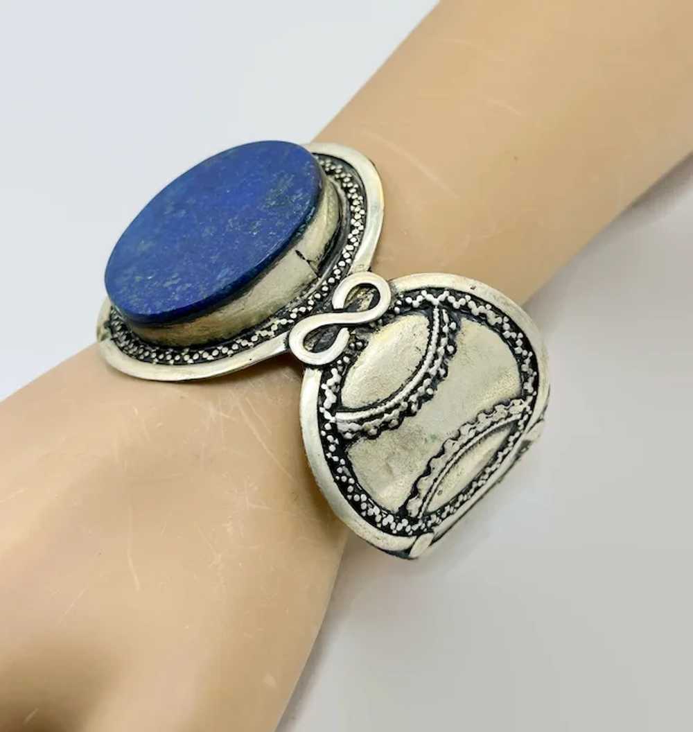 Lapis Bracelet, Afghan, Middle Eastern, Silver, V… - image 3