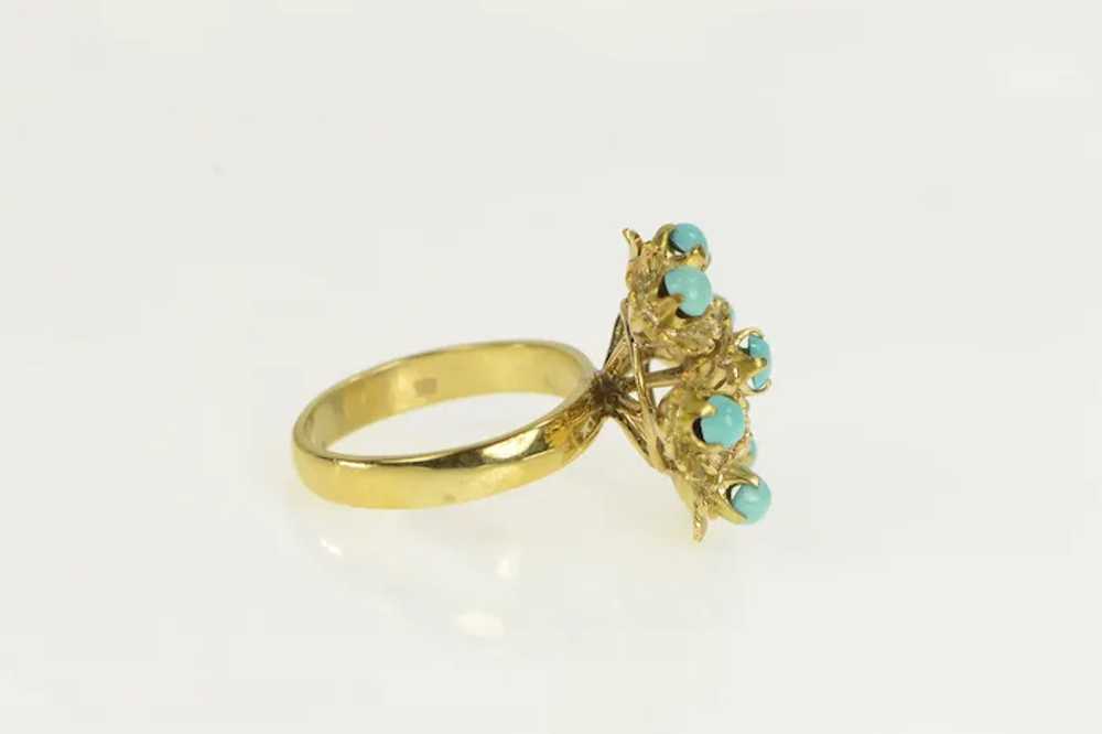 14K Turquoise Ornate Vintage Floral Cocktail Ring… - image 2