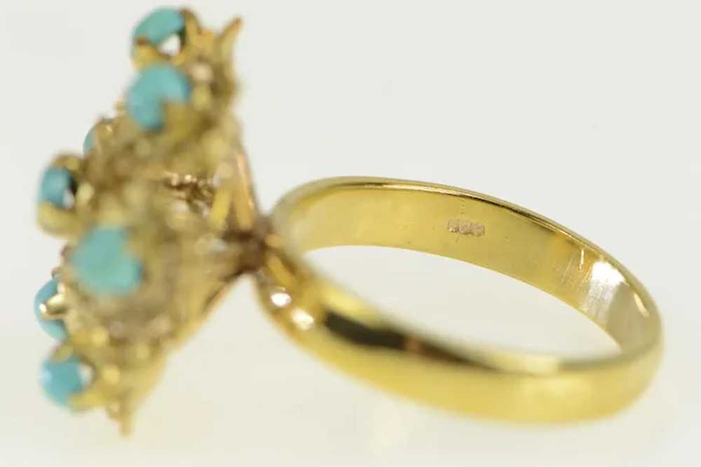 14K Turquoise Ornate Vintage Floral Cocktail Ring… - image 3