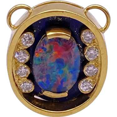 Mesmerizing Custom Black Opal,  Diamond and Lapis 