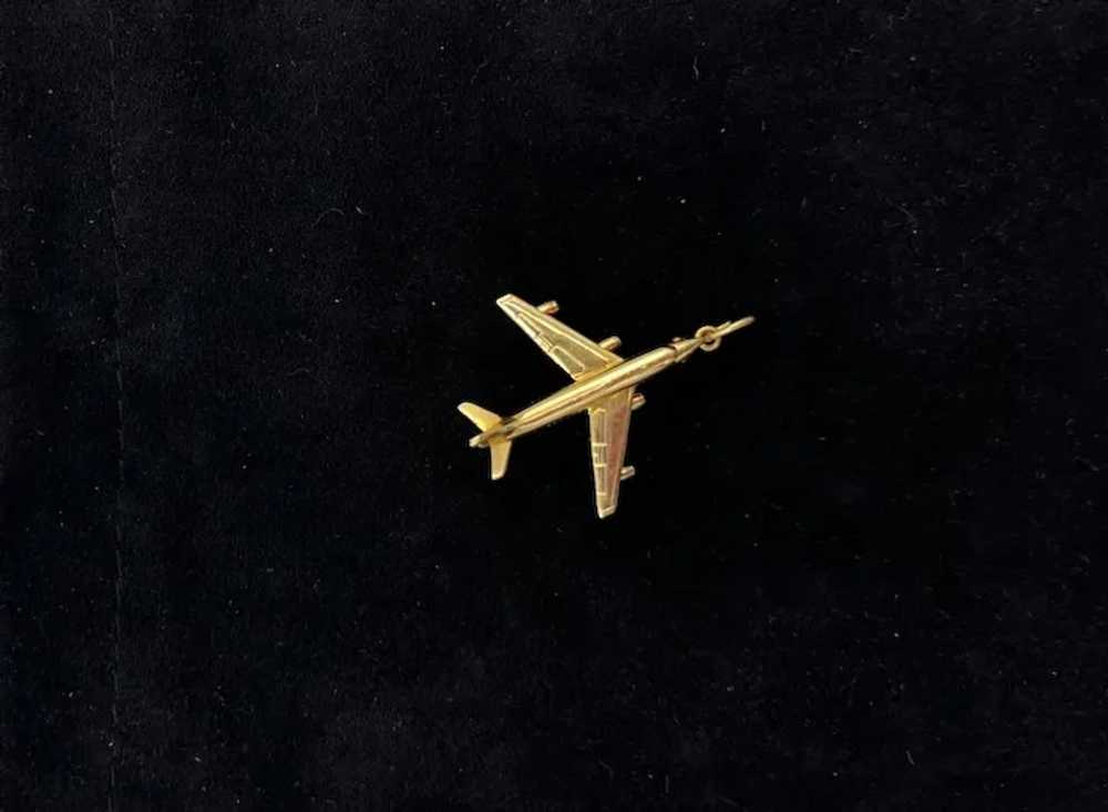 14K Yellow Gold Three Dimensional Airplane Pendant - image 2