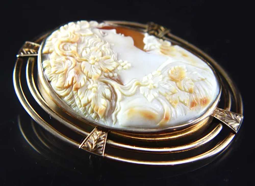 XXLarge 10k Solid Gold Art Deco Cameo Brooch Pend… - image 11