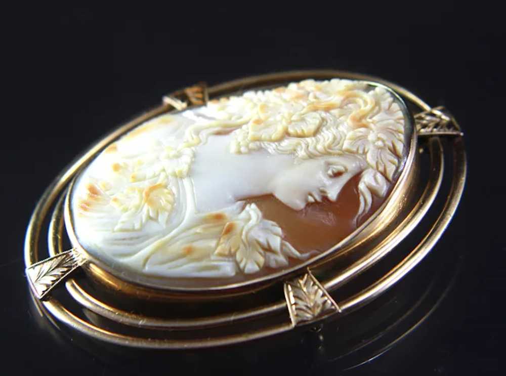 XXLarge 10k Solid Gold Art Deco Cameo Brooch Pend… - image 12