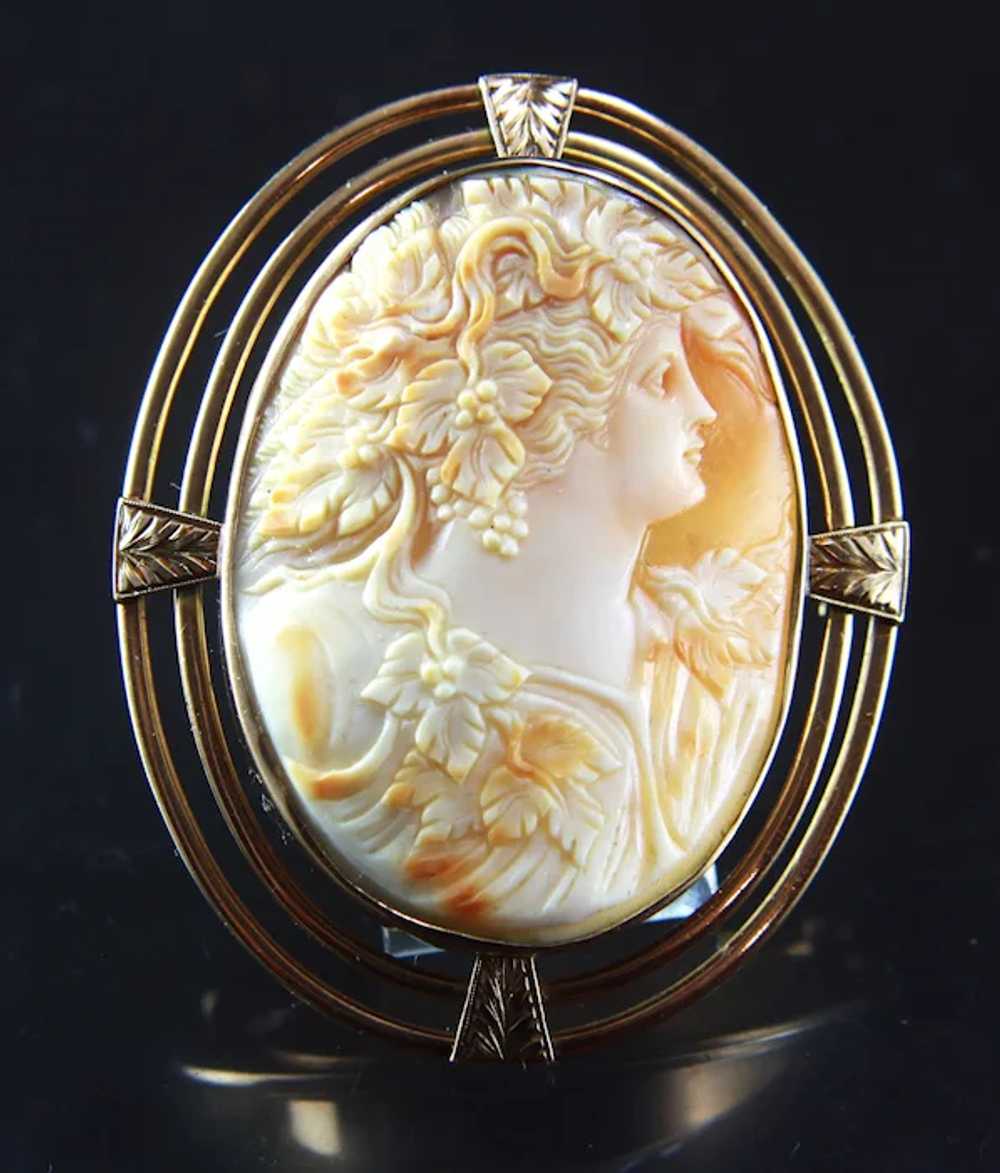 XXLarge 10k Solid Gold Art Deco Cameo Brooch Pend… - image 4