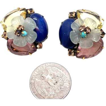 Iradj Moini Pair of Glass Stone Earrings, Lapis B… - image 1