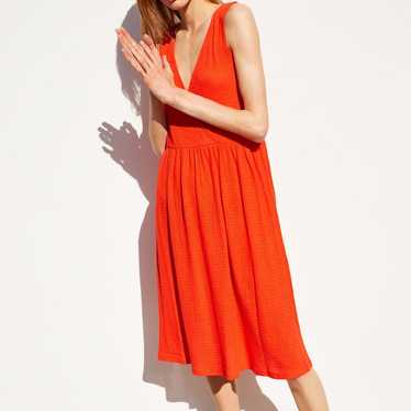 Zara Orange Knit Midi Dress Small