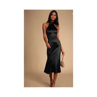 Lulus Malory Black Satin Strapless Mini Party Dress Build In Padded Bra  Size XL