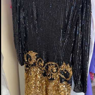 Niteline By Della Roufogali Black & Gold Sequin V… - image 1