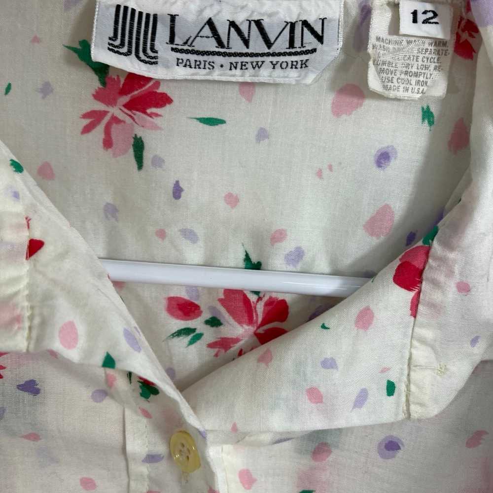 Vintage 70s Lanvin 12 Medium Floral Shirt Dress L… - image 3
