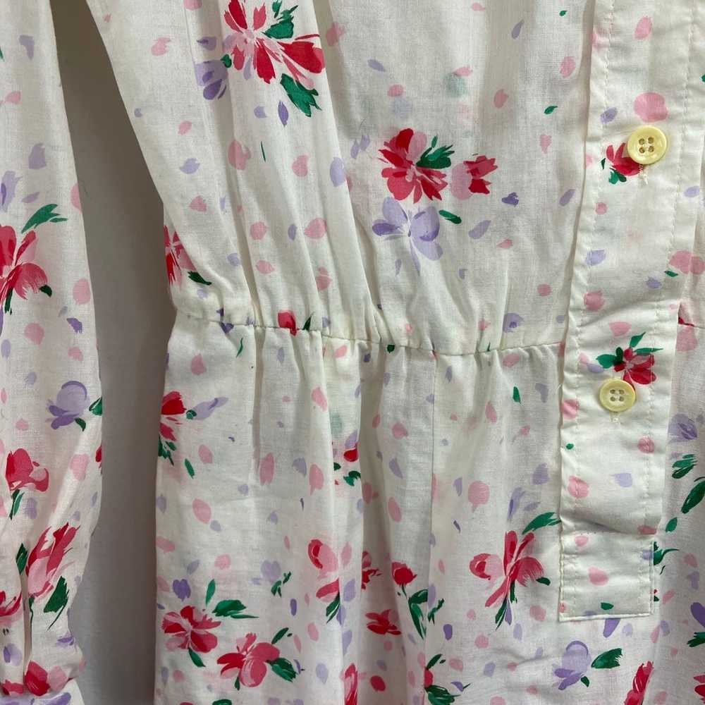 Vintage 70s Lanvin 12 Medium Floral Shirt Dress L… - image 5