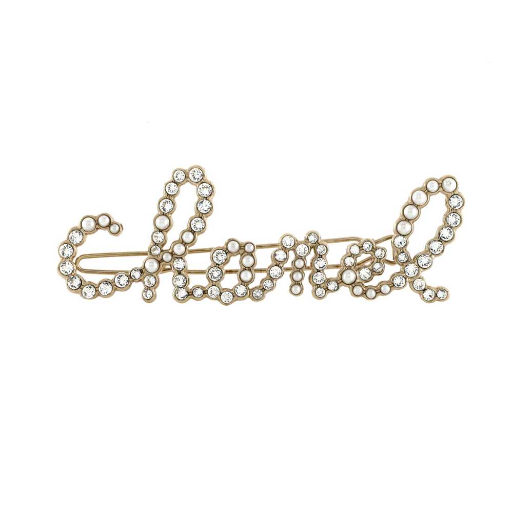 CHANEL Swirling Logo Hair Clip Metal with Crystal… - image 1