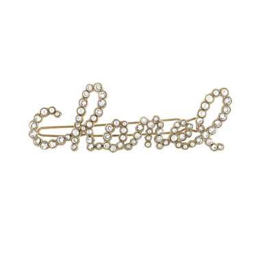 CHANEL Swirling Logo Hair Clip Metal with Crystal… - image 1
