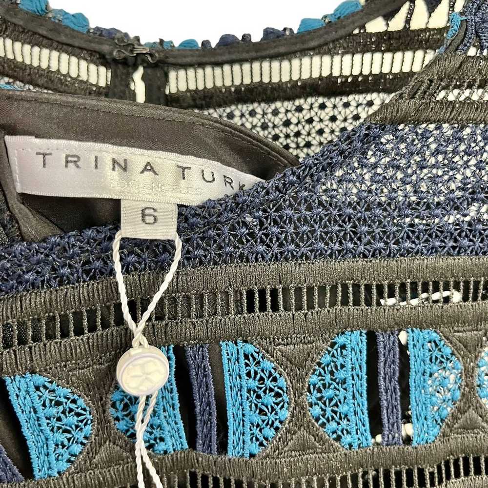 Trina Turk Blue Black Dreamland Bell Sleeve Lace … - image 3