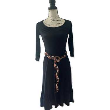 Moss Ella Moss SZ S black long sleeve belted dress - image 1