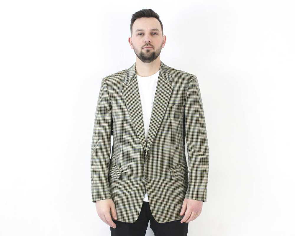 Burberry × Vintage Mens Wool Plaid Blazer Jacket … - image 1