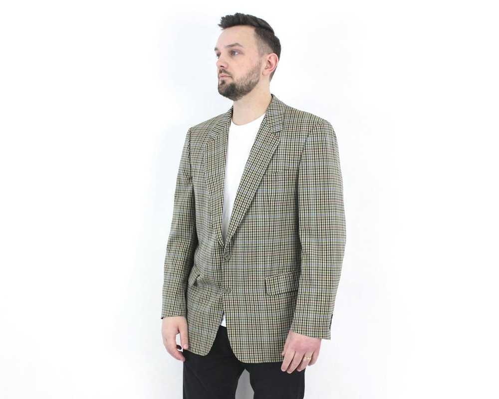 Burberry × Vintage Mens Wool Plaid Blazer Jacket … - image 2