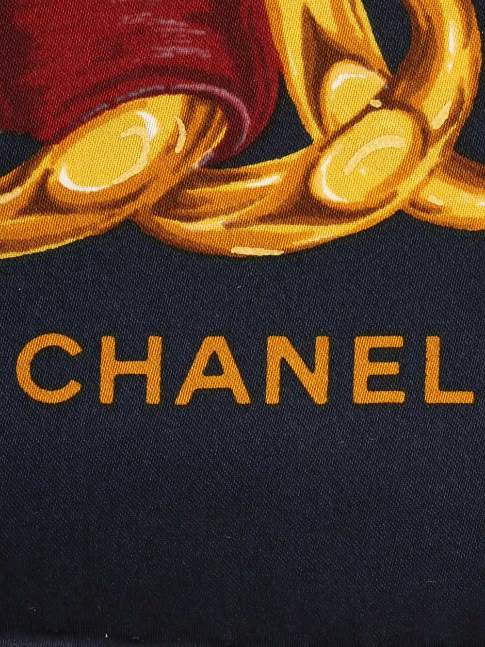 Chanel CHANEL Cc Mark Chain Print Scarf Navy - image 2