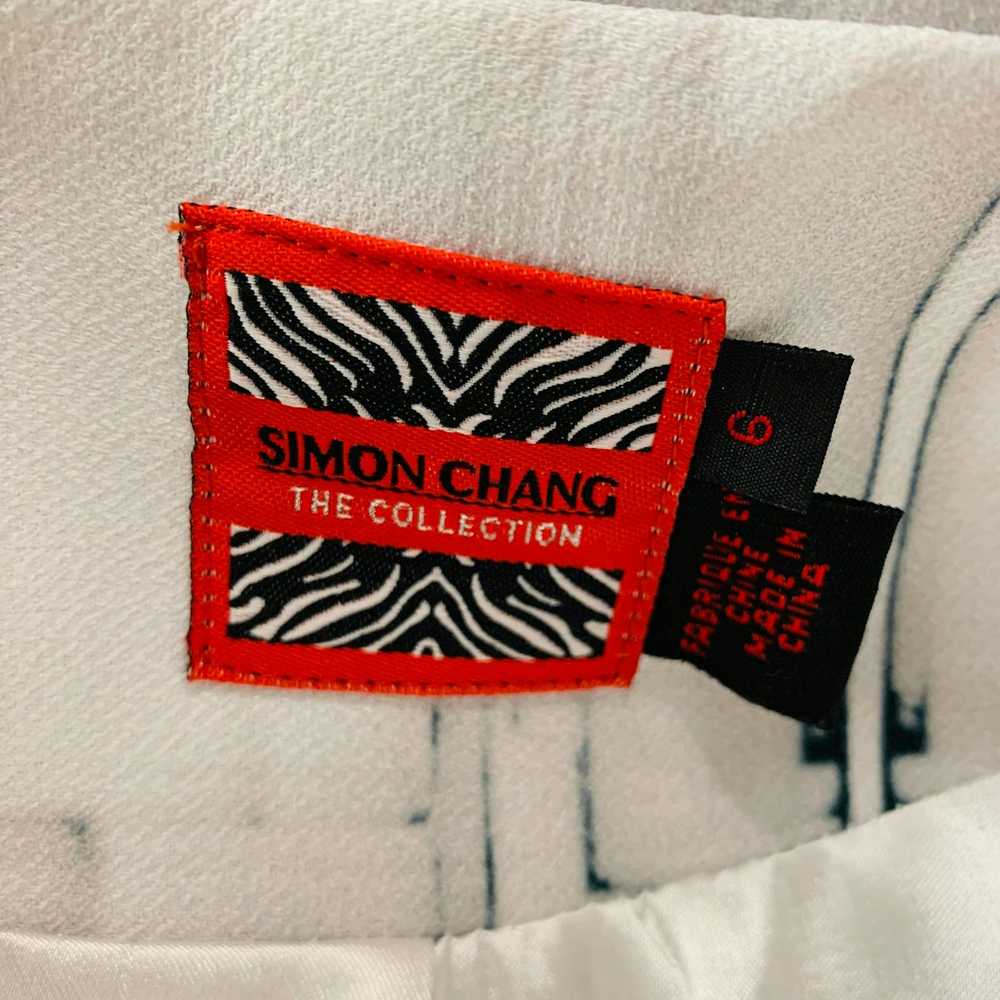 Simon Chang White Grey Polyester Blend Squares Ja… - image 8