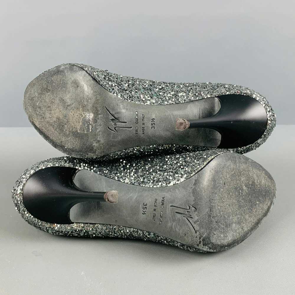 Giuseppe Zanotti Silver Glitter Peep Toe Pumps - image 5