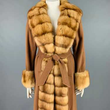 Vintage Camel Cashmere Fur Belted Coat