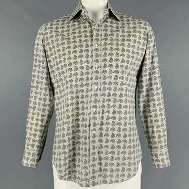 Etro Grey Brown Paisley Cotton Button Up Long Slee