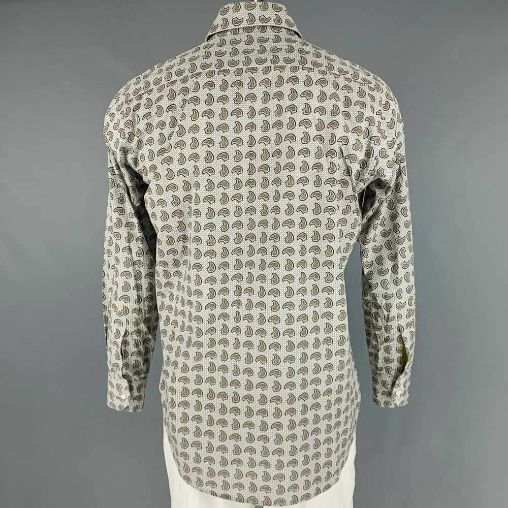 Etro Grey Brown Paisley Cotton Button Up Long Sle… - image 4