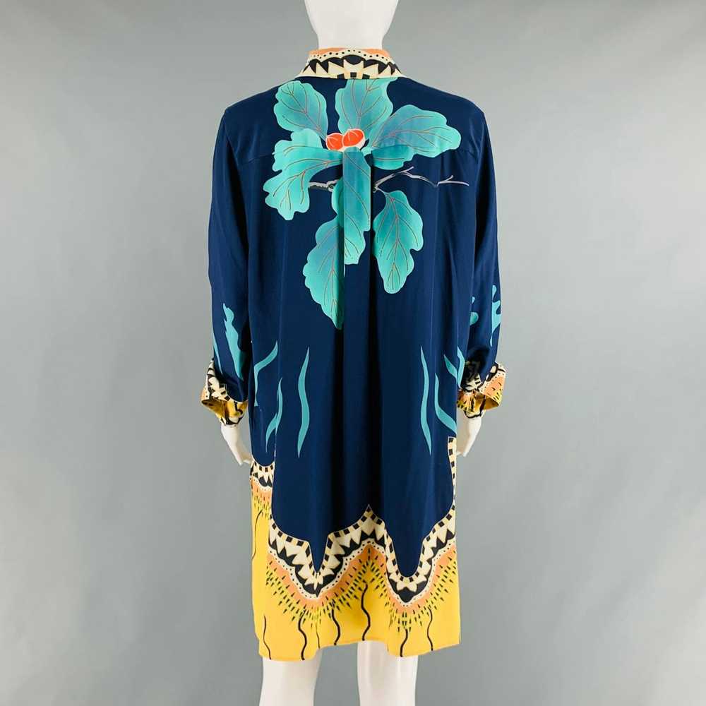 Etro Navy MultiColor Silk Floral Long Dress Top - image 4