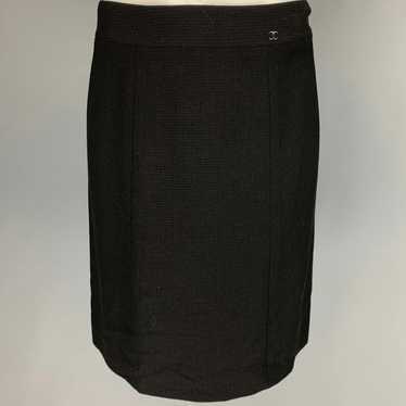 Chanel Black Wool Blend Textured Skirt