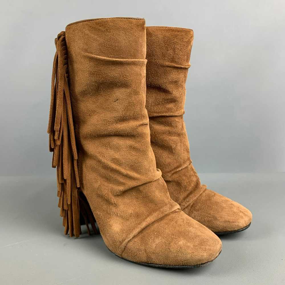 Giuseppe Zanotti Brown Suede Fringe Chunky heel B… - image 1