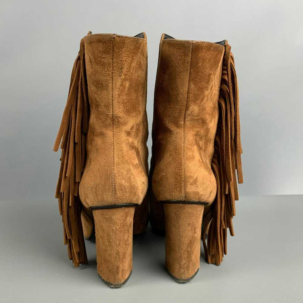 Giuseppe Zanotti Brown Suede Fringe Chunky heel B… - image 3