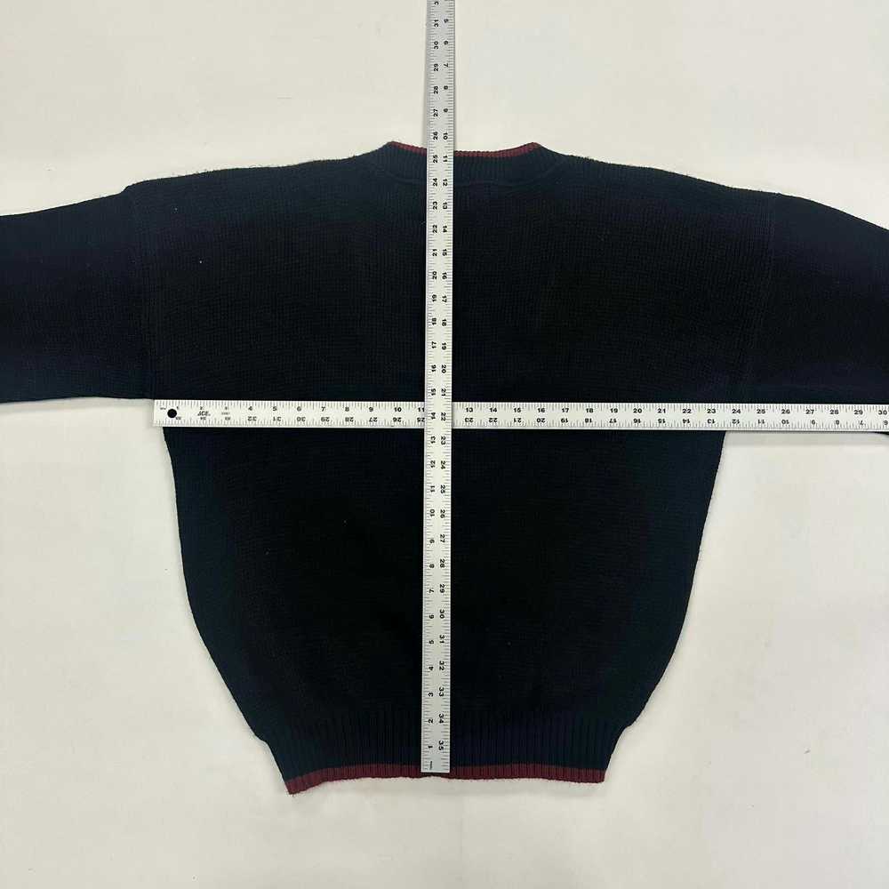 Other Vintage 90s black knit cardigan maroon (L) - image 4