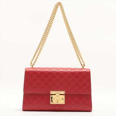 Gucci Gucci Shima Leather Chain Shoulder Bag Red