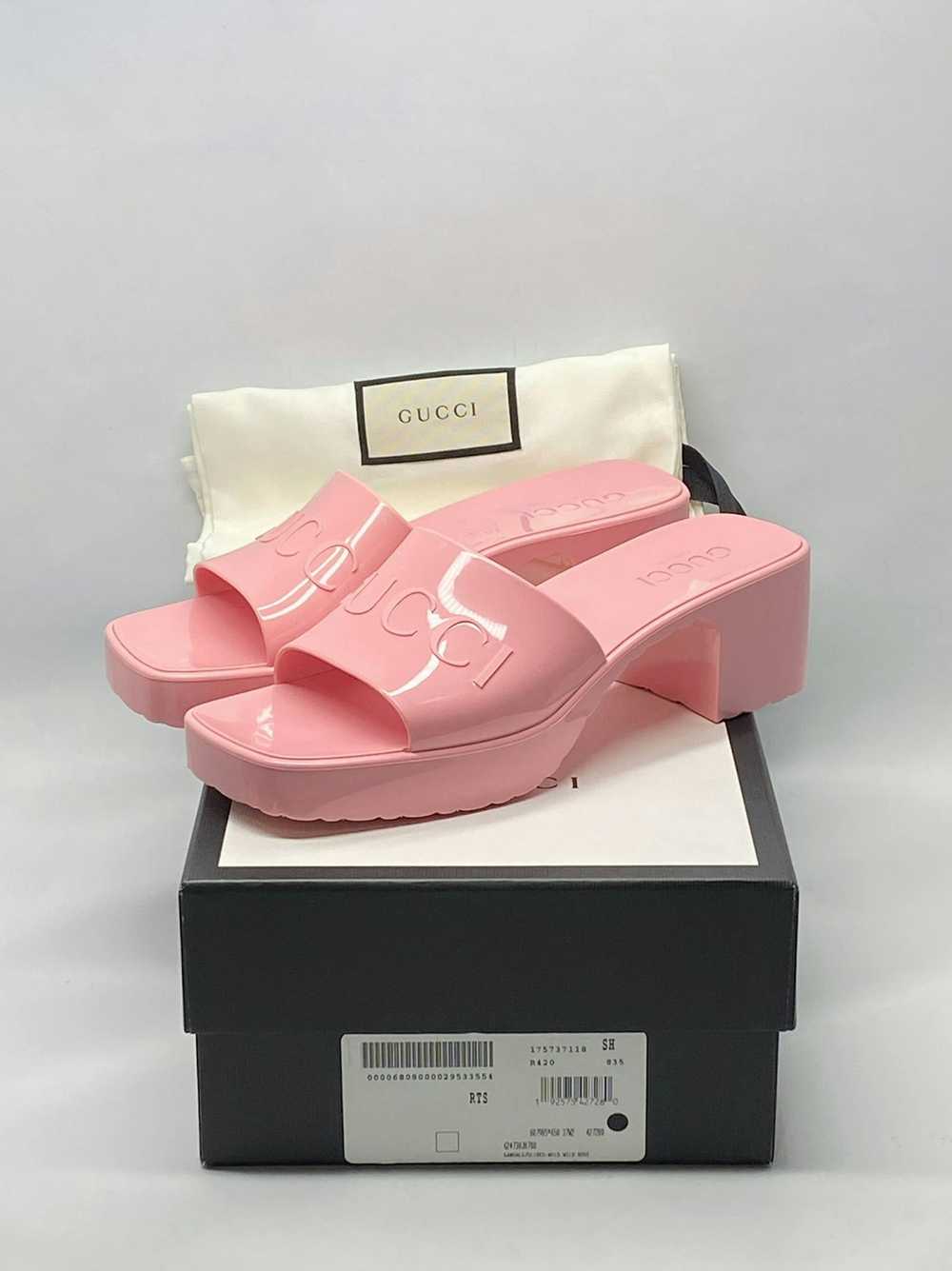 Gucci Gucci Pink Rubber Platform Slide Sandals si… - image 10