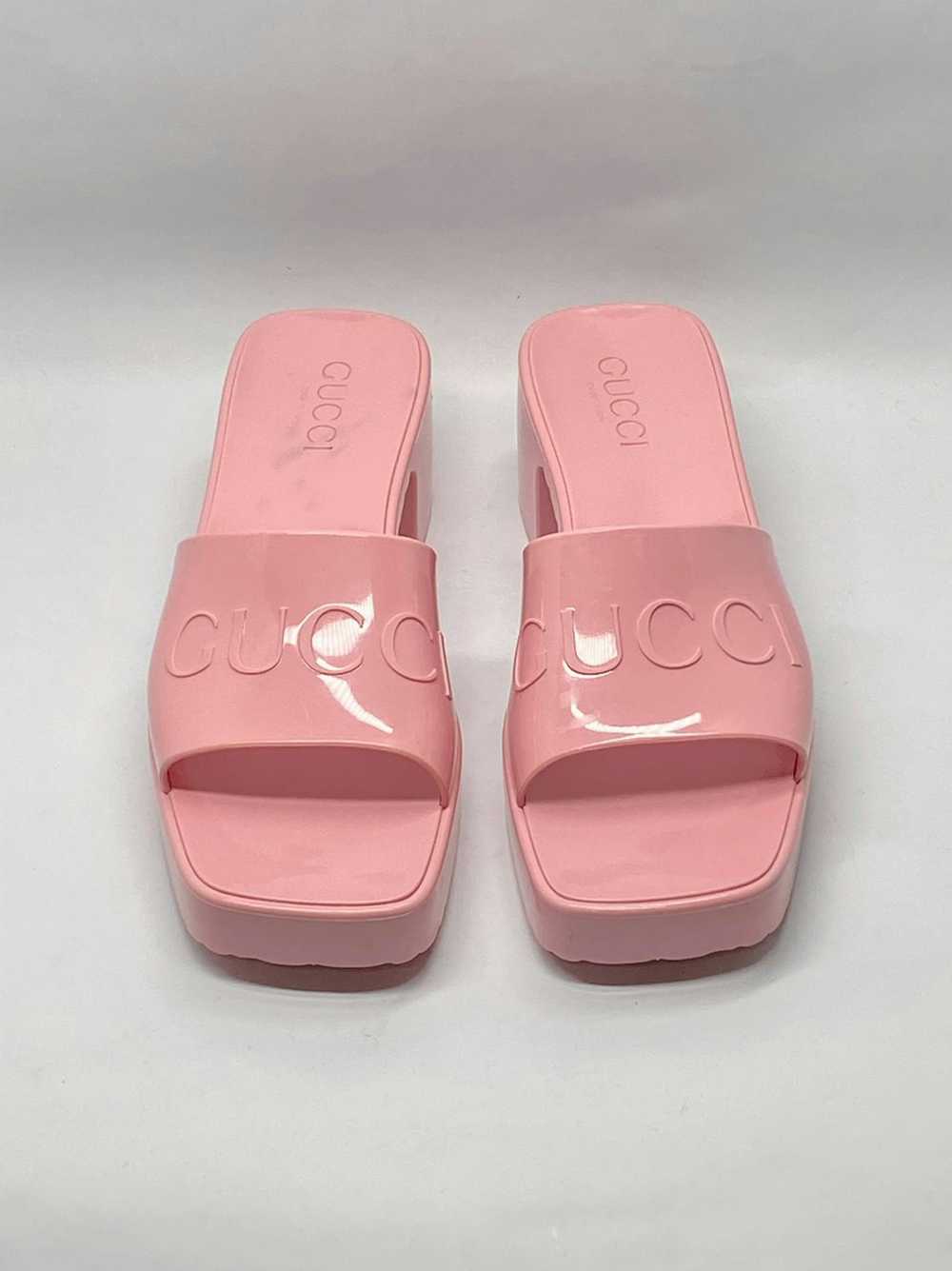 Gucci Gucci Pink Rubber Platform Slide Sandals si… - image 2