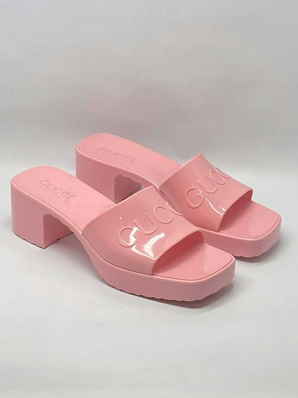 Gucci Gucci Pink Rubber Platform Slide Sandals si… - image 4