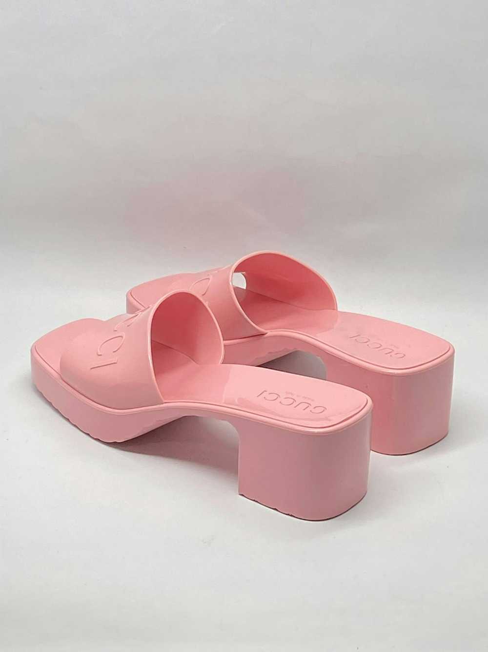 Gucci Gucci Pink Rubber Platform Slide Sandals si… - image 5