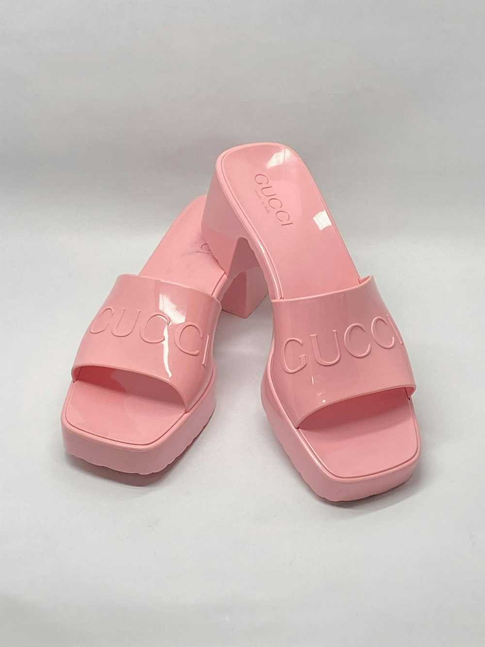 Gucci Gucci Pink Rubber Platform Slide Sandals si… - image 7