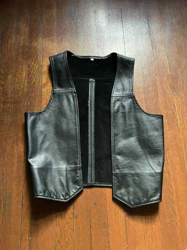 Vintage Vintage Black Leather Vest - image 1