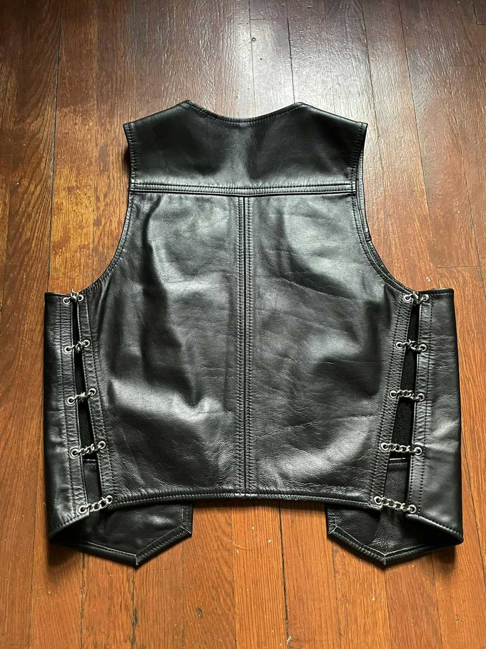 Vintage Vintage Black Leather Vest - image 2