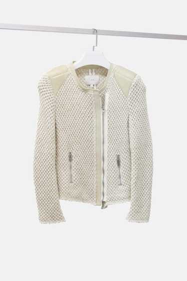 Iro IRO Natasha Leather Trimmed Beige Knit Jacket