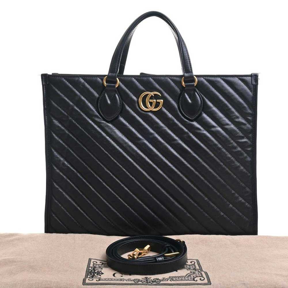 Gucci Gucci GG Marmont Leather Medium Tote Bag Bl… - image 2