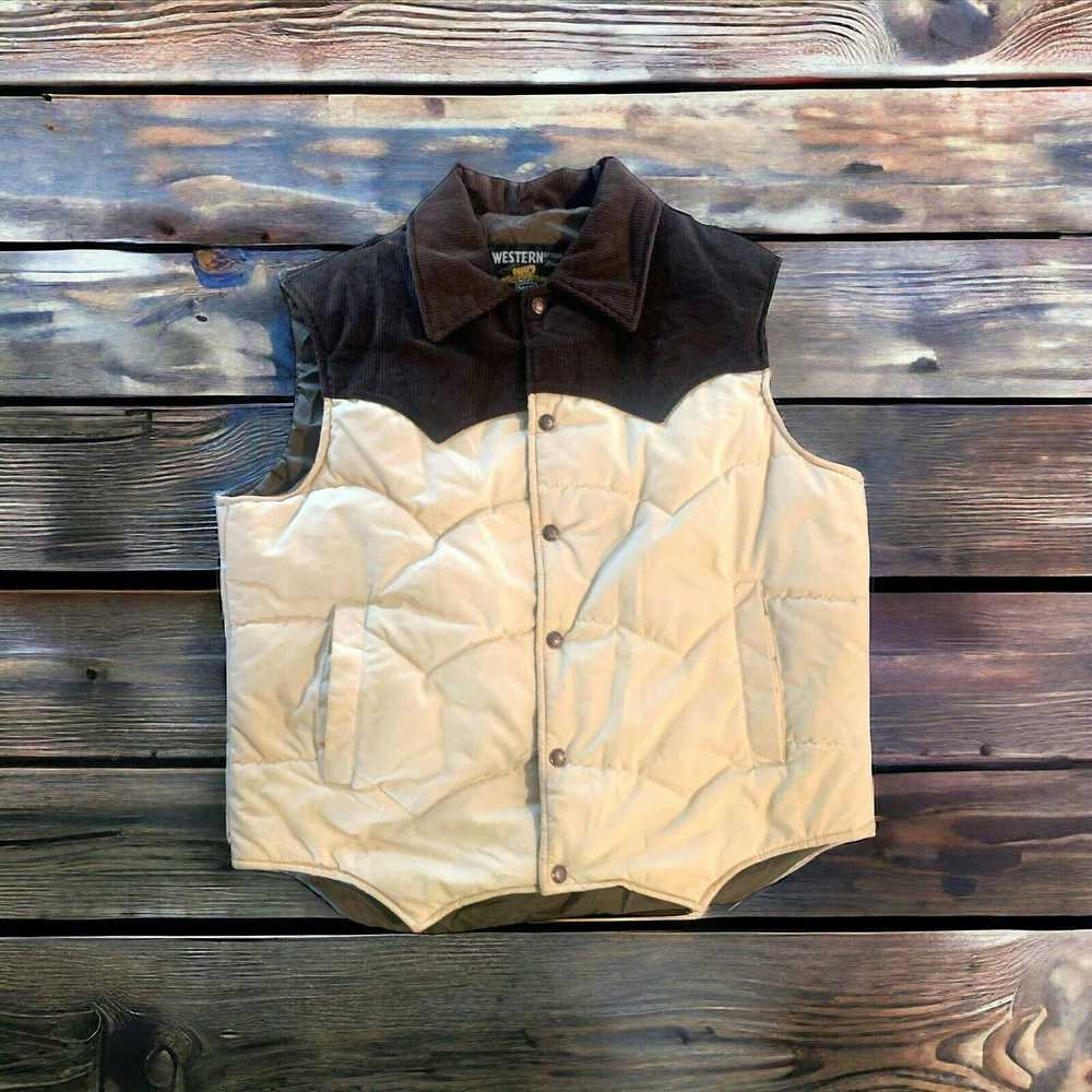 Sears Vtg Vest Western Puffer Camping Hiking Cord… - image 1