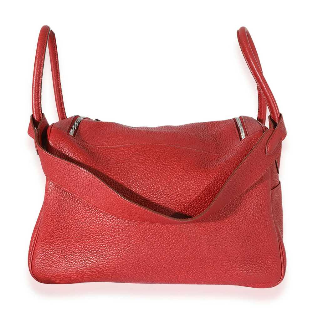 Hermes Hermès Rouge Grenat Clémence Leather Lindy… - image 5