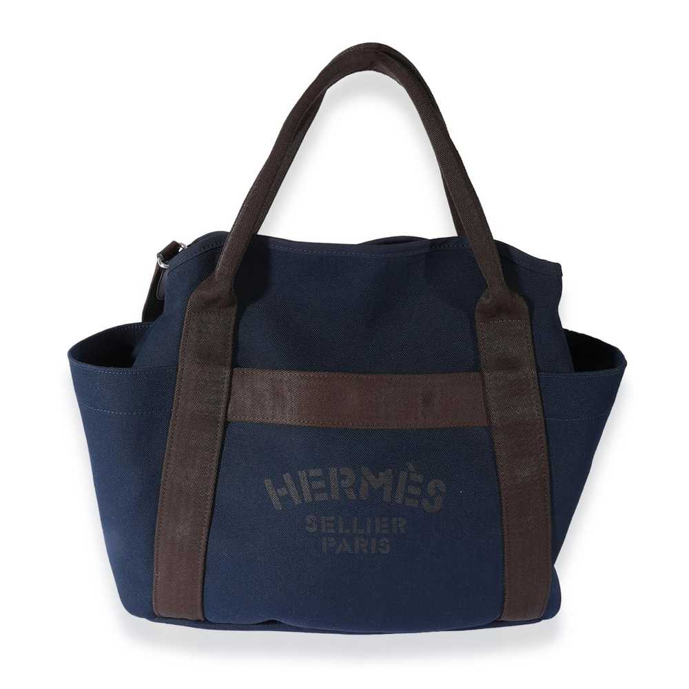 Hermes Hermès Navy Canvas The Grooming Bag - image 1